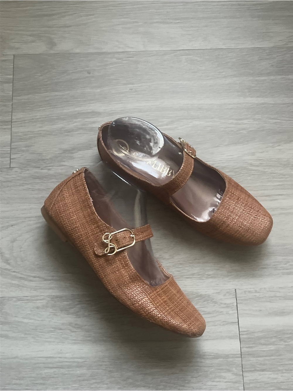 Sam & Libby Size 8 Brown Woven Mary Jane Flats Square Toe